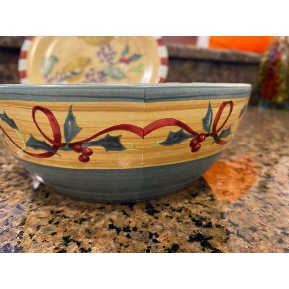 Vintage Lenox Winter Greeting Christimas Holiday Everyday Plate & 3 Bowls - Picture 9 of 12